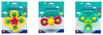 Teruggeroepen My First Baby Spinner van Playworks in drie uitvoeringen, in blisterverpakking